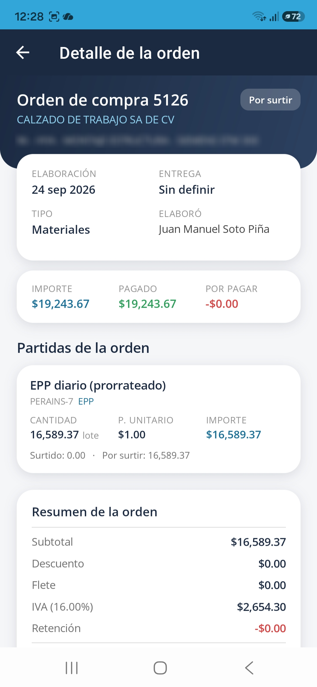 Autorización de orden de compra