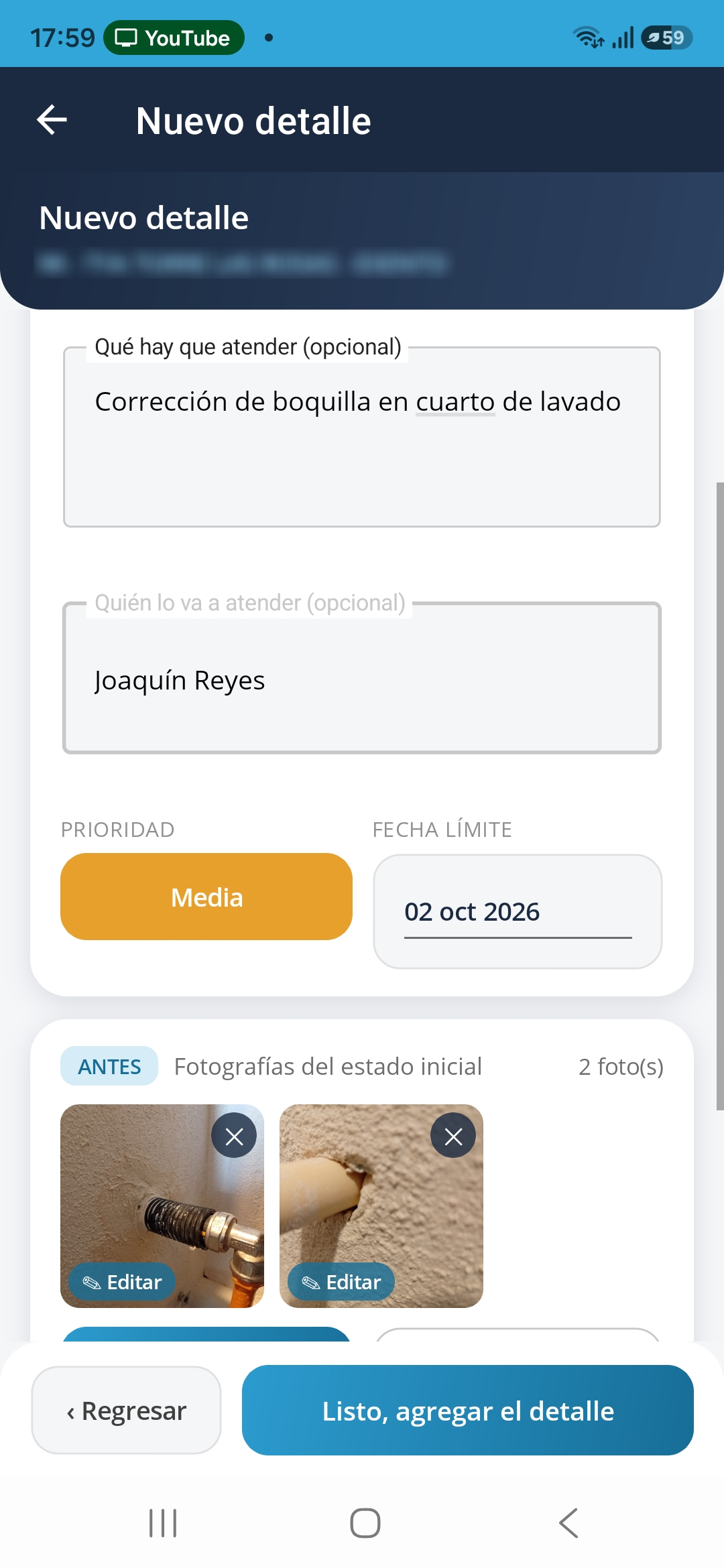 Punchlist en la CANTERA App